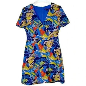 J. Crew Mercantile Faux Wrap Floral Paradise Tropical Mini Dress Size 6